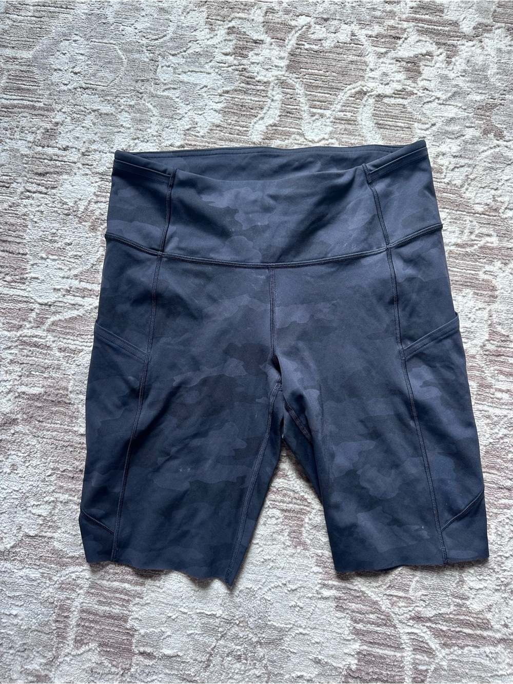 Lululemon Black Camo High-Rise Bike Shorts With Pockets